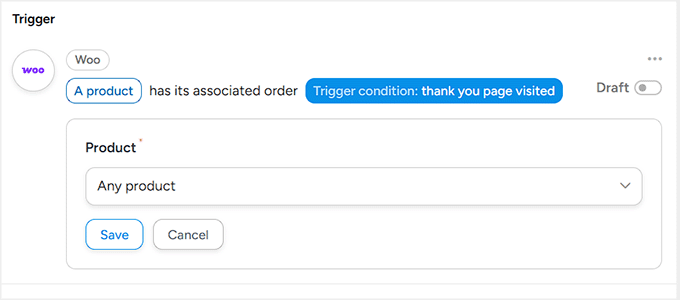 如何在 WordPress 中添加类似 n8n 的自动化功能(更简单、更便宜) 14 choose any product in uncanny automator
