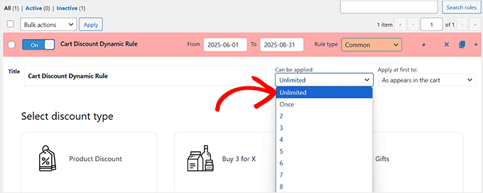如何设置WooCommerce动态定价 12 choose the number of time dynamic rule can be applied 1