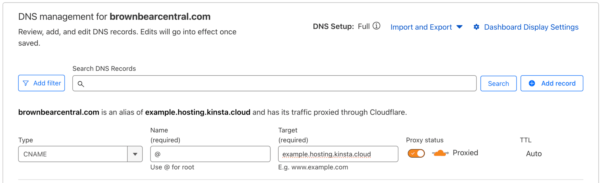 cloudflare cname record