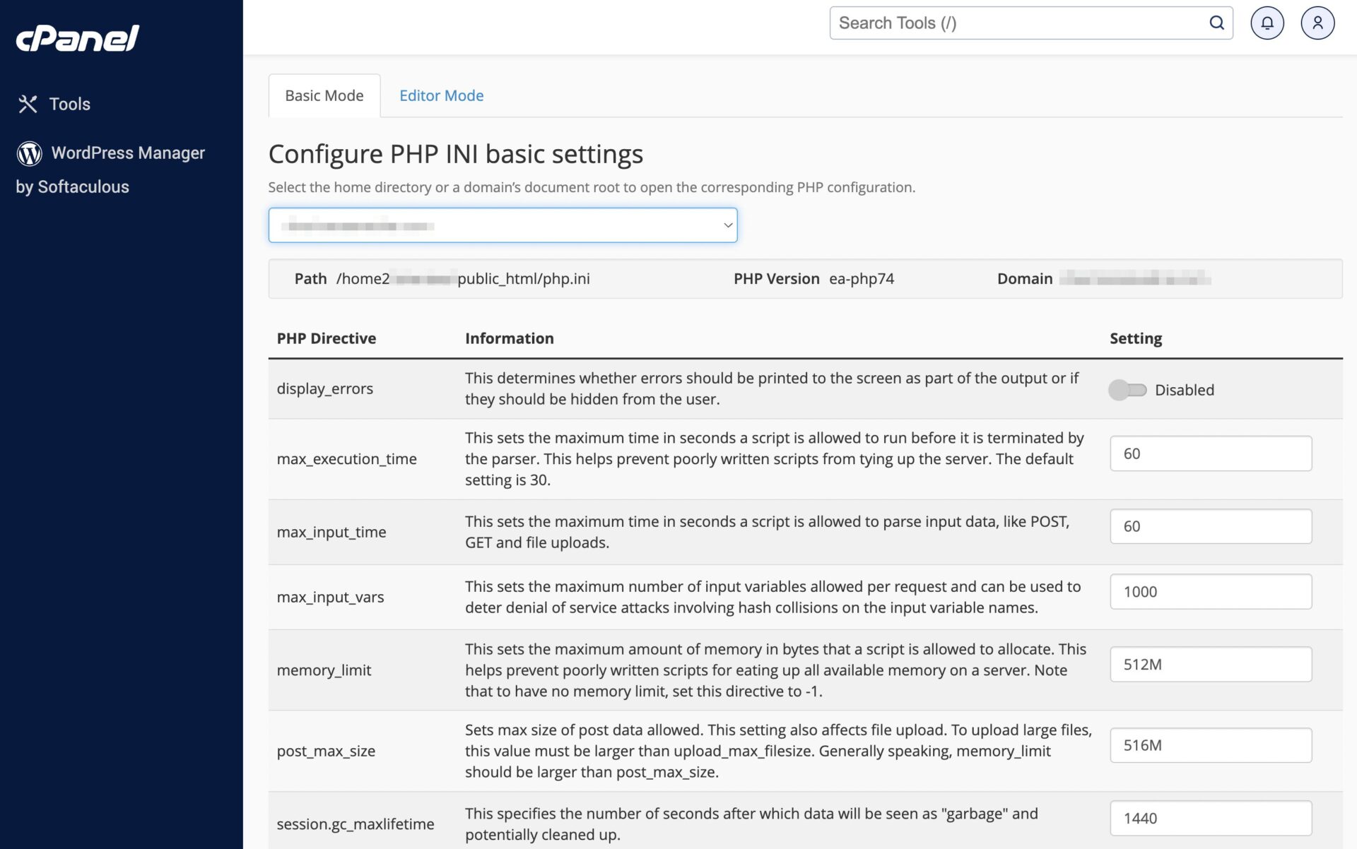 configure php ini basic settings