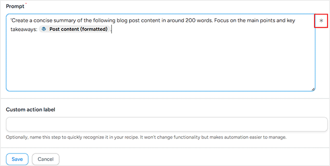 我是如何从零开始在WordPress中实现类似Make.com的自动化(简单方法) 24 create a prompt for generating post summary in uncanny automator