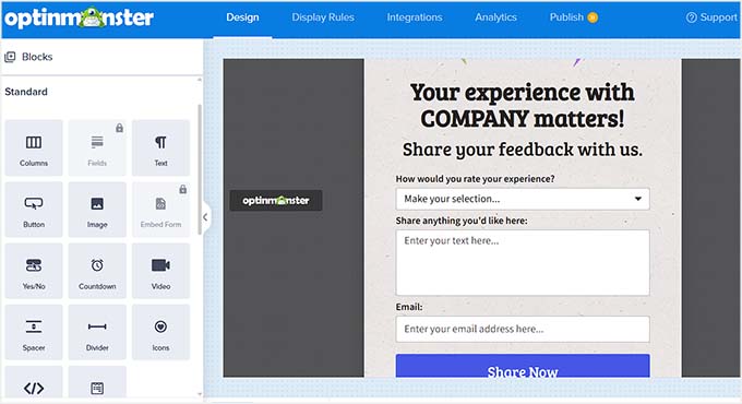 create customer reviews popup in optinmonster
