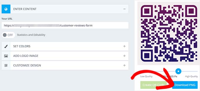 download qr code for reviews page