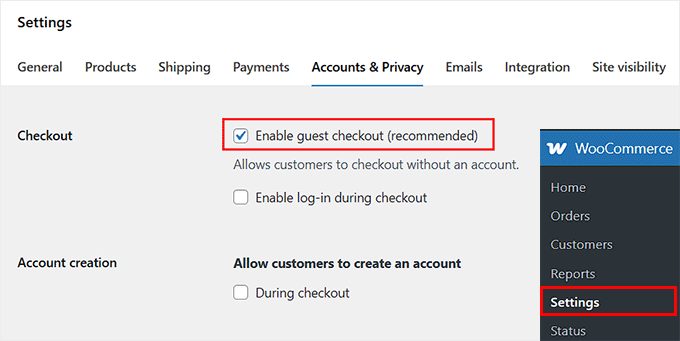 我如何在5分钟内设置WooCommerce访客结账 3 enable guest checkout in woocommerce