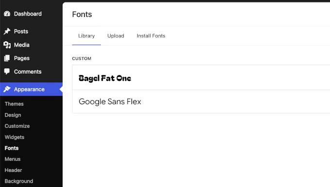 fonts library classic theme