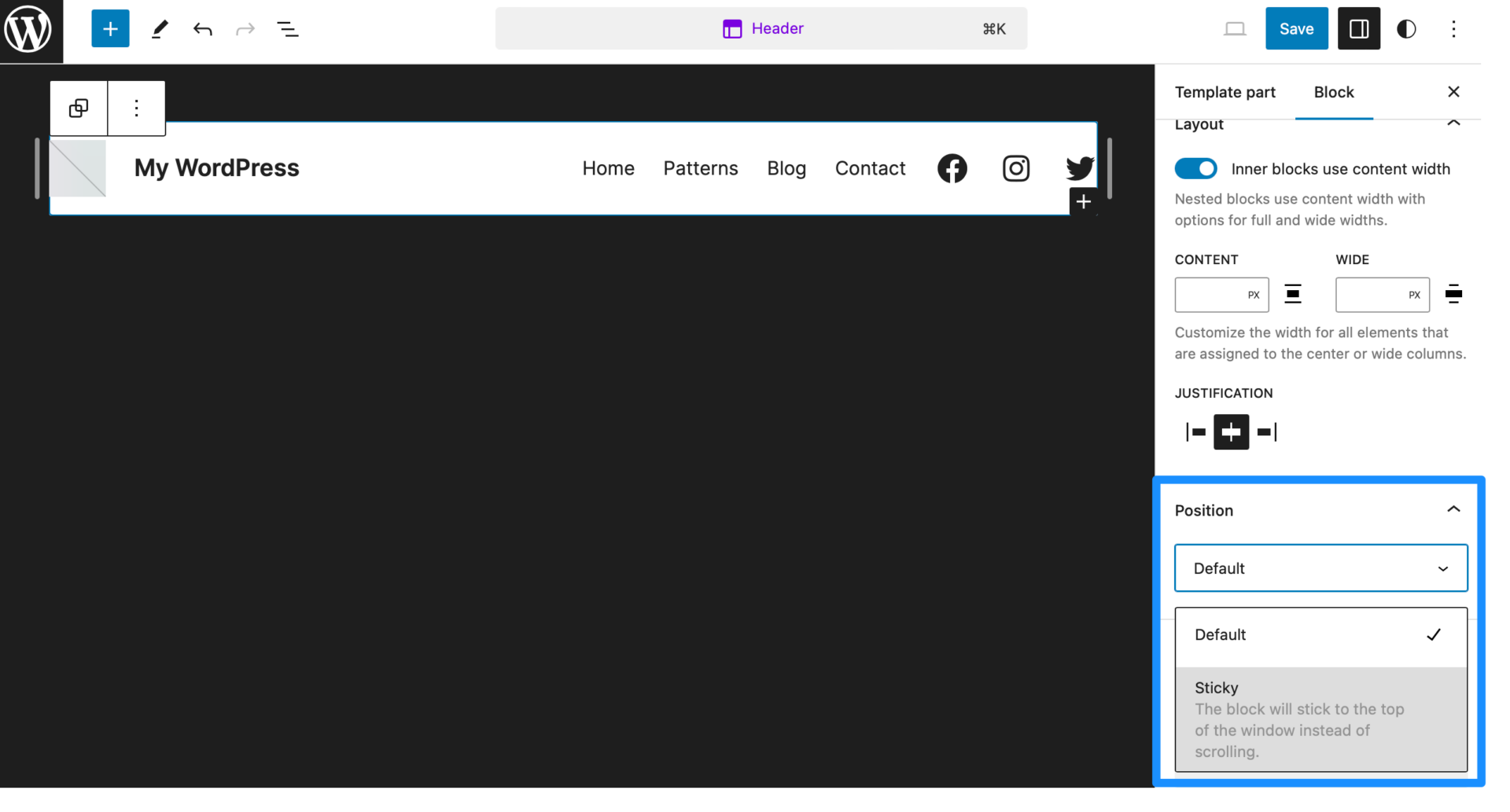 如何在 WordPress 中创建粘性标题栏(4 种方法) 8 fse sticky menu