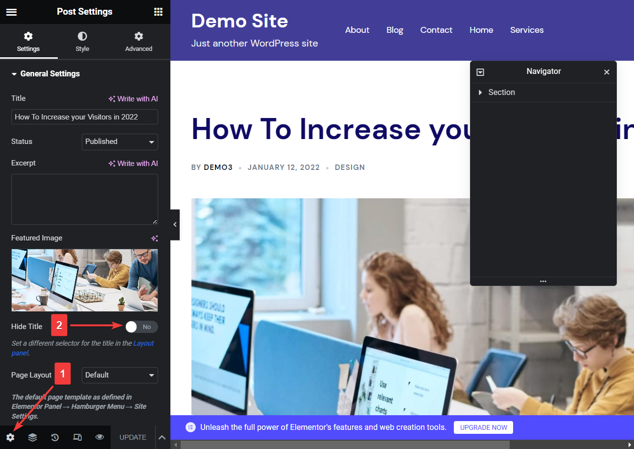 如何隐藏 WordPress 页面标题:4 种简单方法 17 hide title in elementor