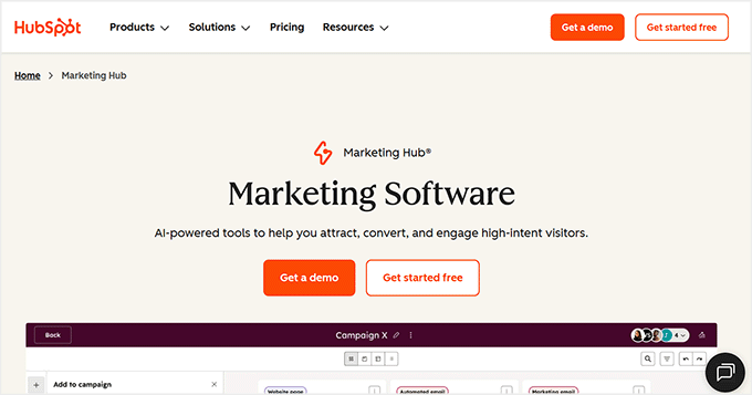 hubspot marketing hub website