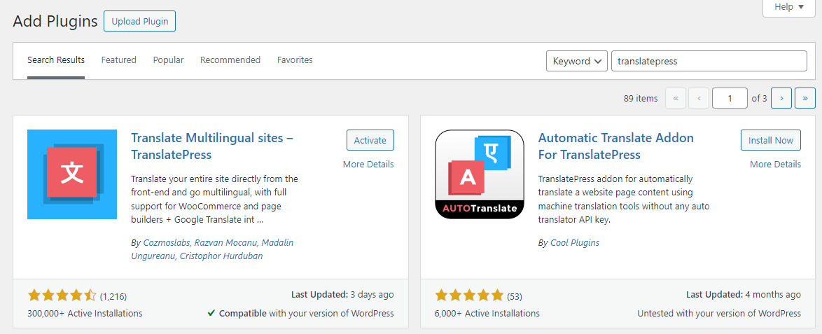 如何创建WordPress多语言网站:注意事项 + 步骤指南教程 3 install translate press