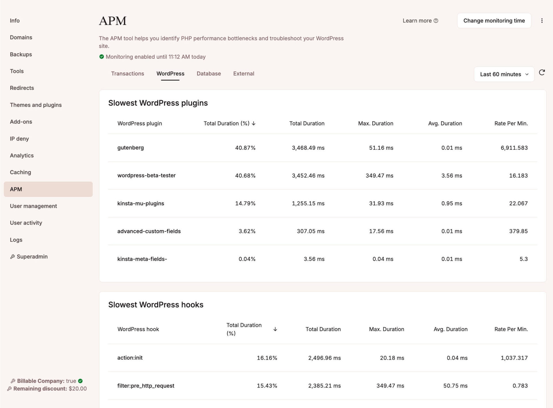 kinsta apm wordpress