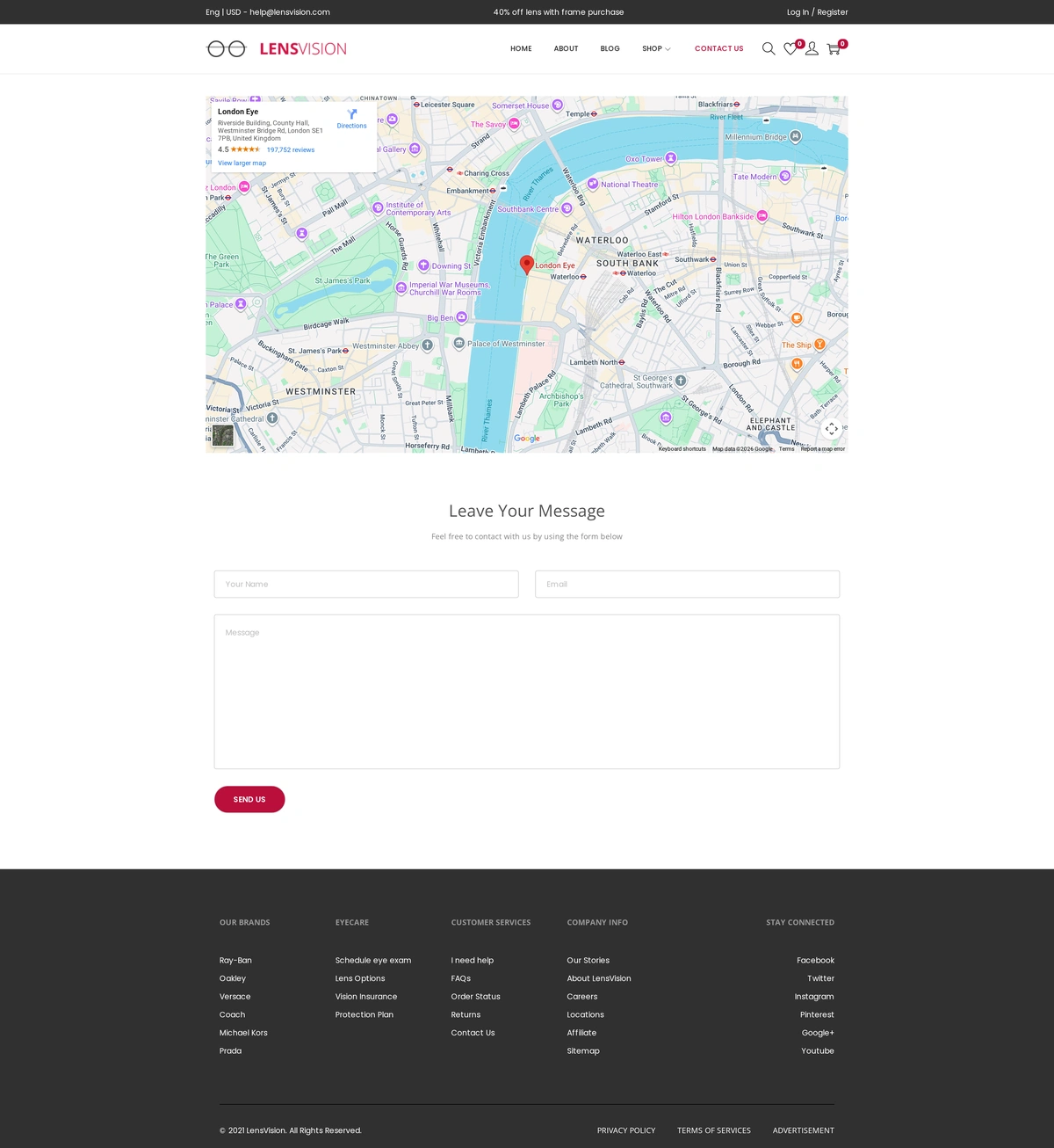 LensVision – Sunglasses Shop Sunglasses Shop 05 Contact Us