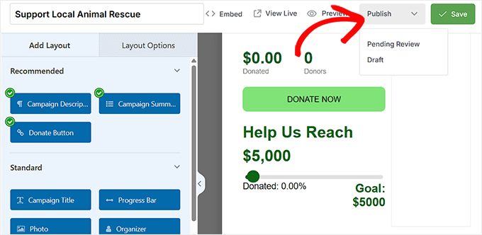 make your fundraising campaign live in charitable 1