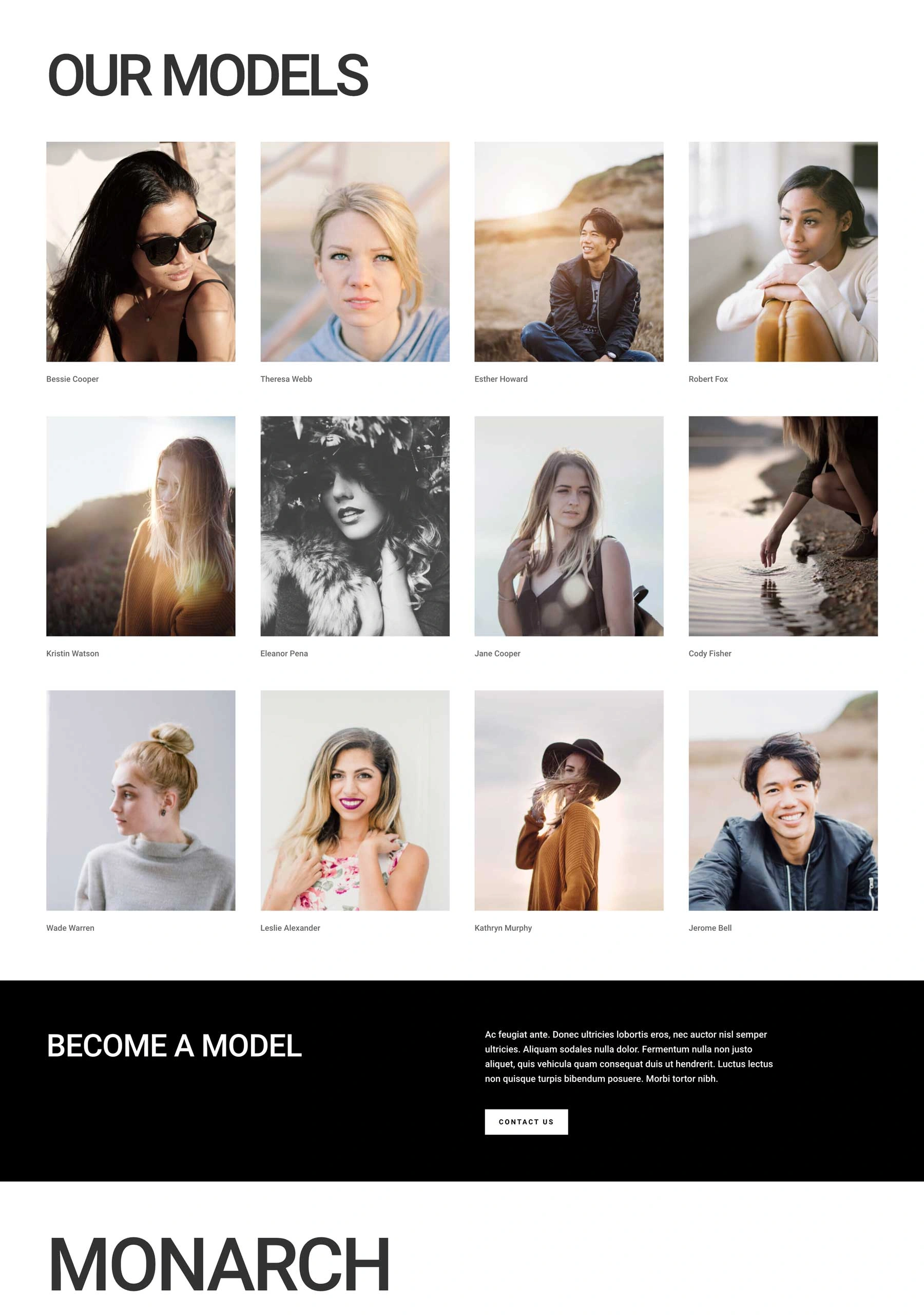 模特经纪公司模特页面