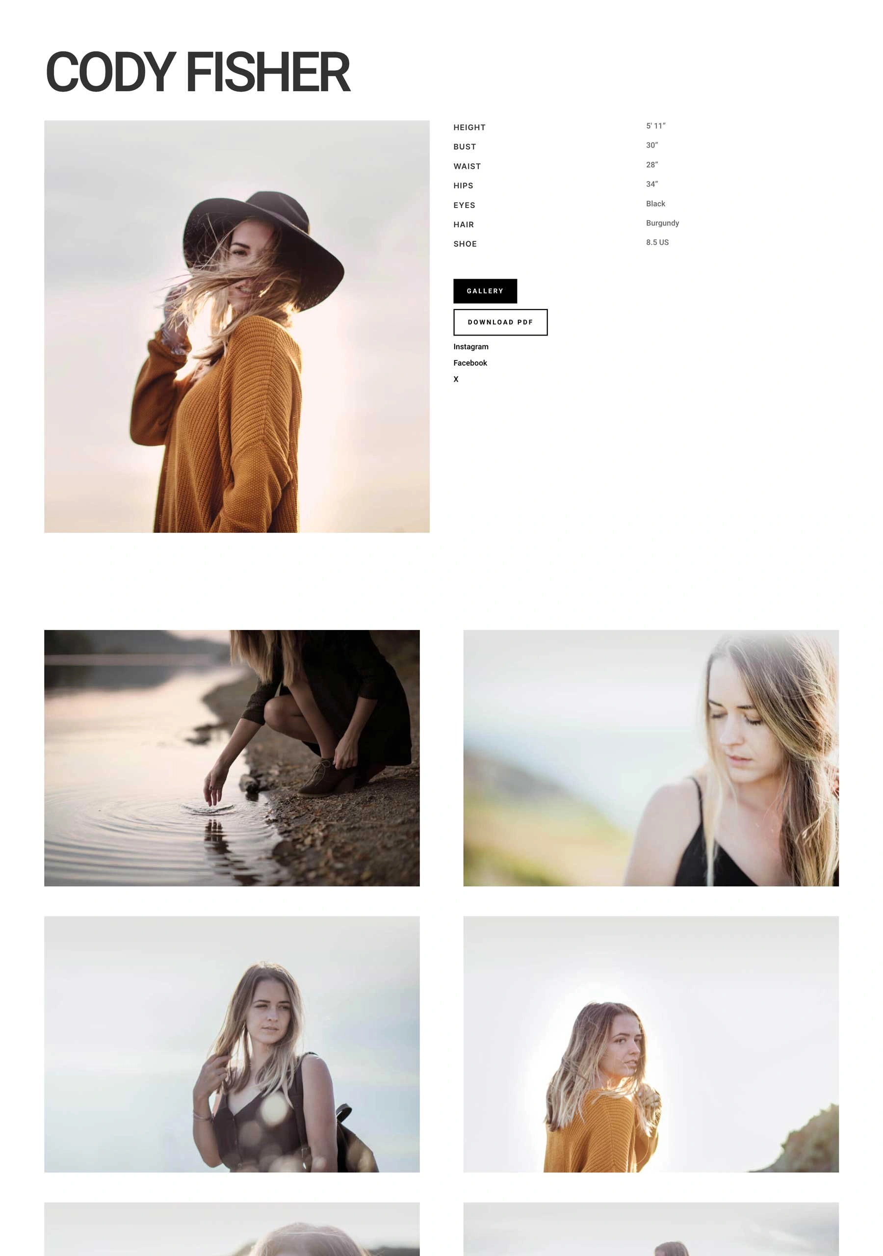 模特经纪公司人员页面