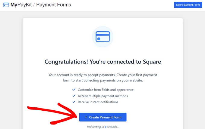 mypaykit create payment form message