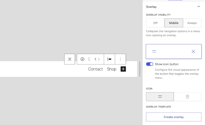 navigation mobile overlay