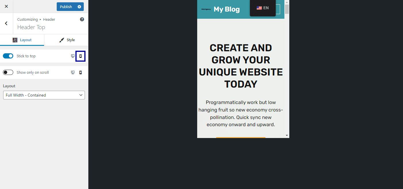 如何在 WordPress 中创建粘性标题栏(4 种方法) 14 neve sticky header mobile
