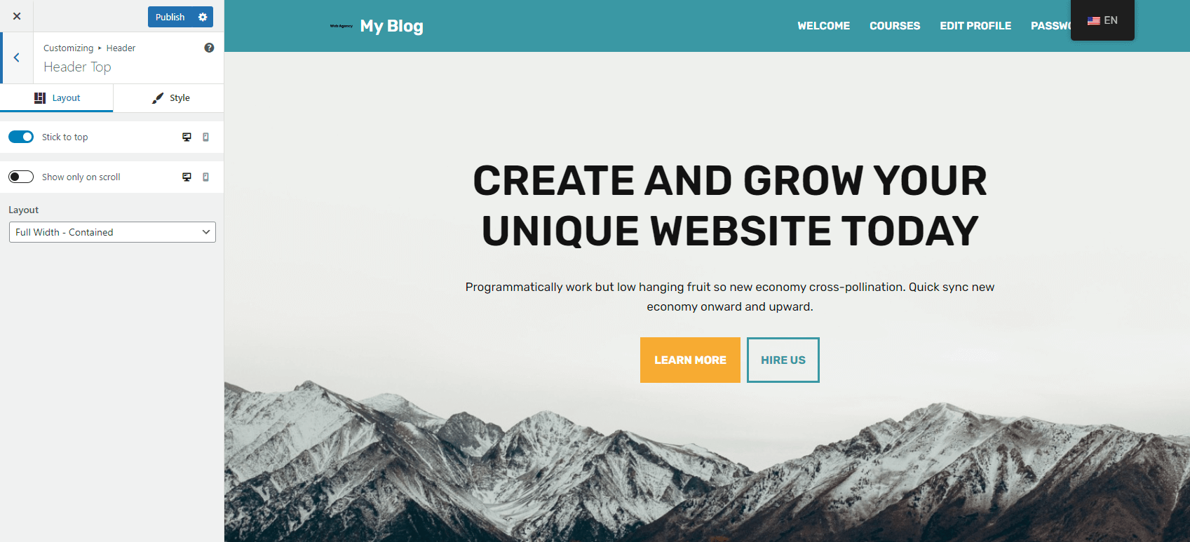 如何在 WordPress 中创建粘性标题栏(4 种方法) 13 neve sticky header option