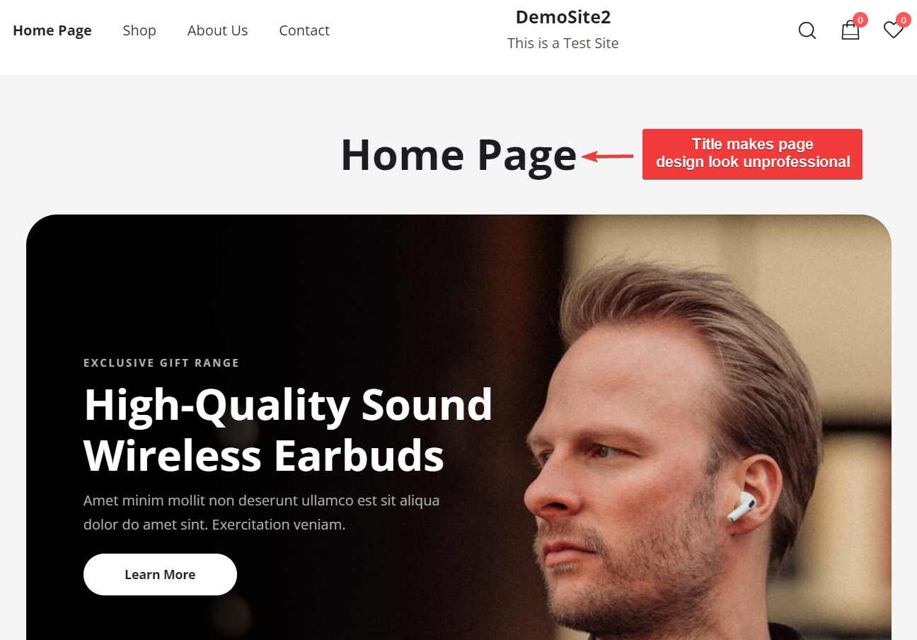 如何隐藏 WordPress 页面标题:4 种简单方法 2 page title of a homepage