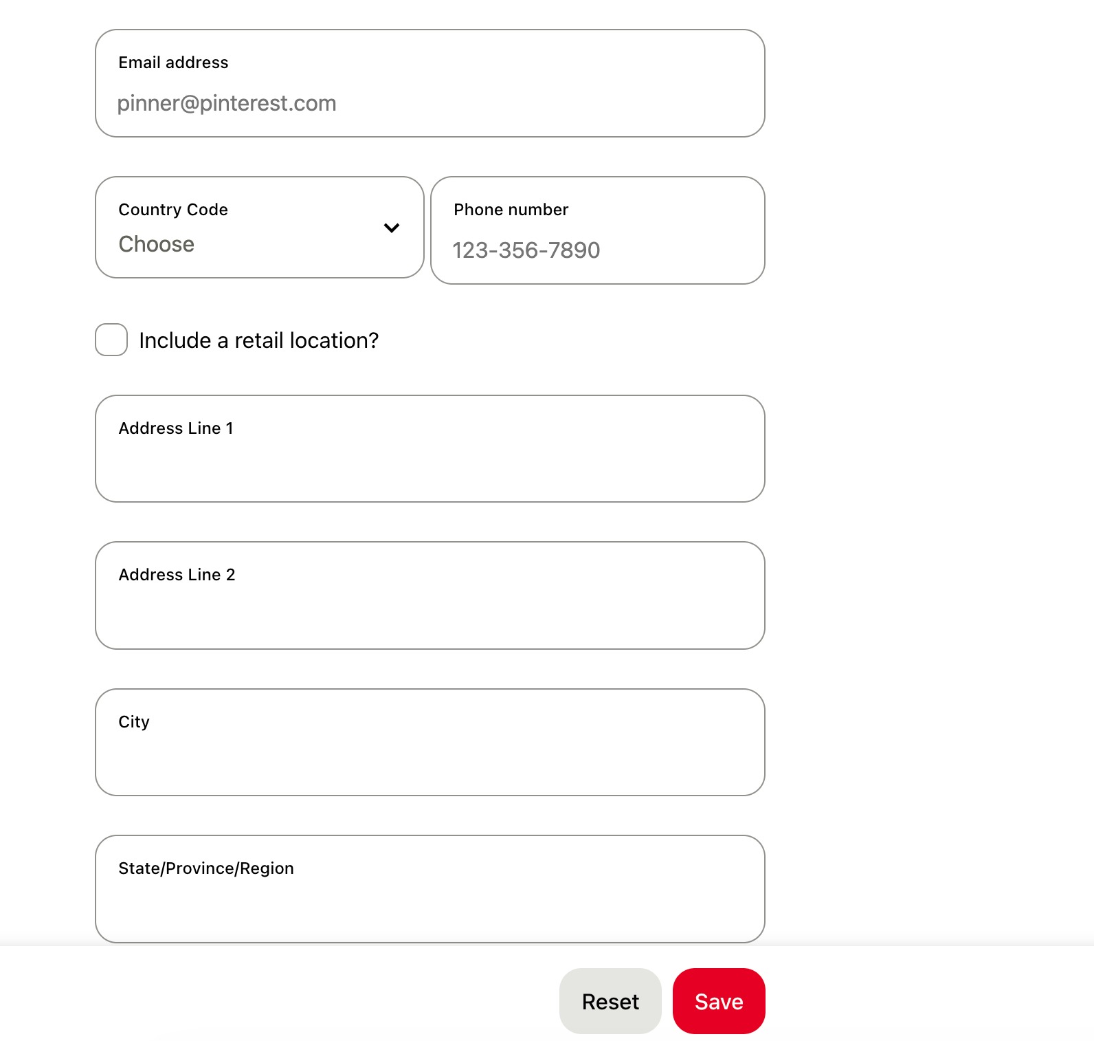 pinterest add address