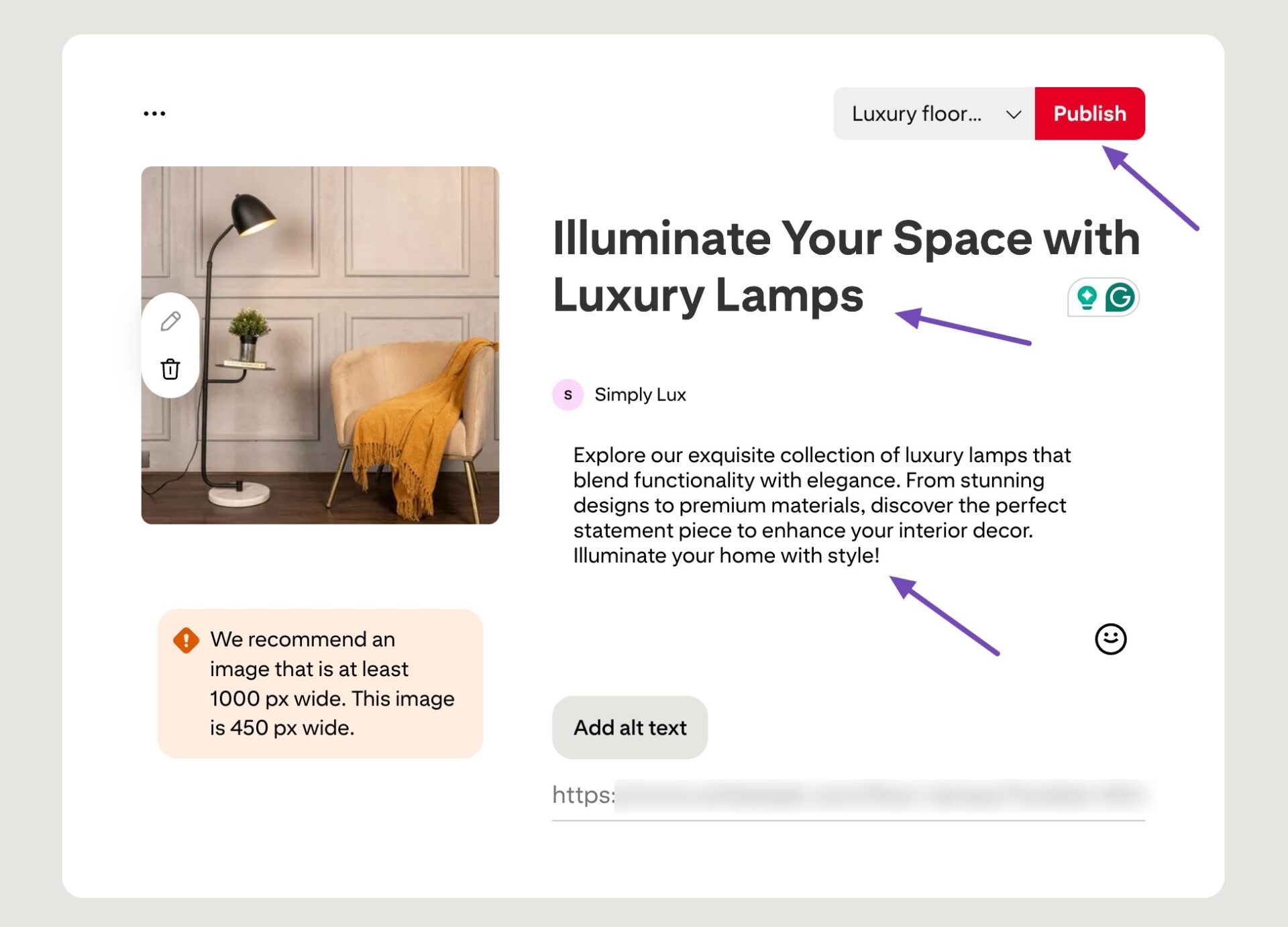pinterest add title description