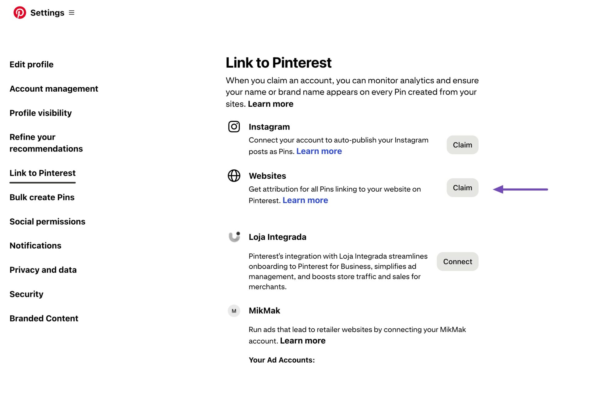 pinterest claim website 1