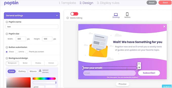 poptin drag and drop editor