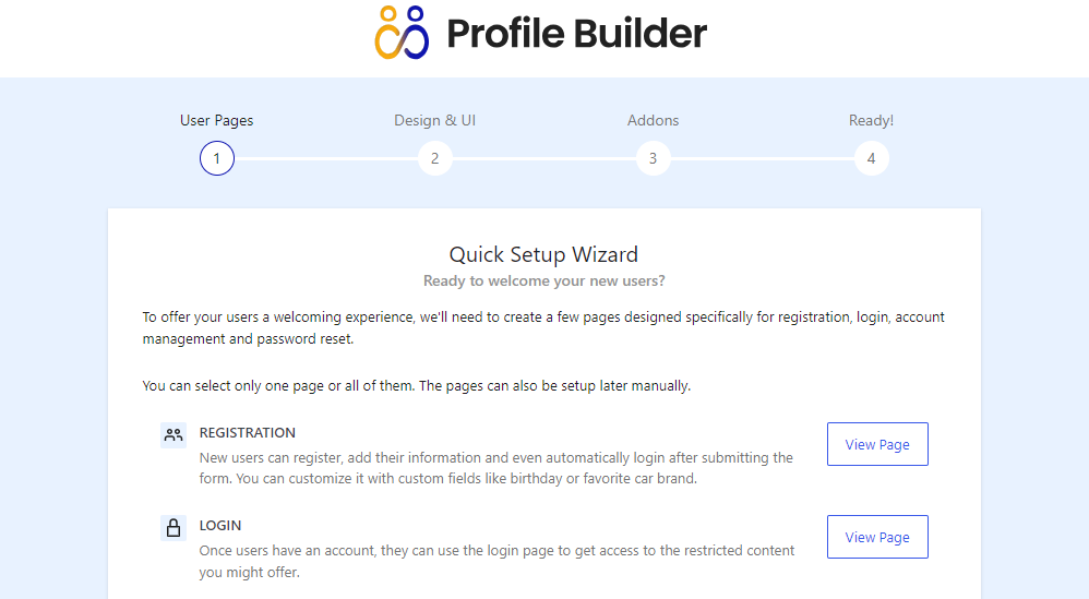 profile builder setup wizard