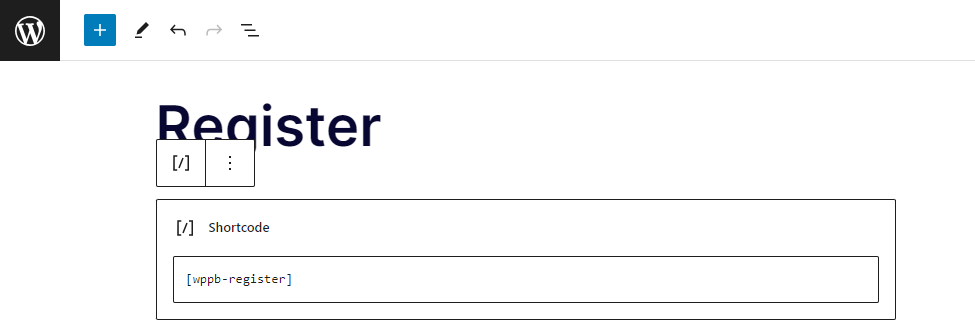 register shortcode form
