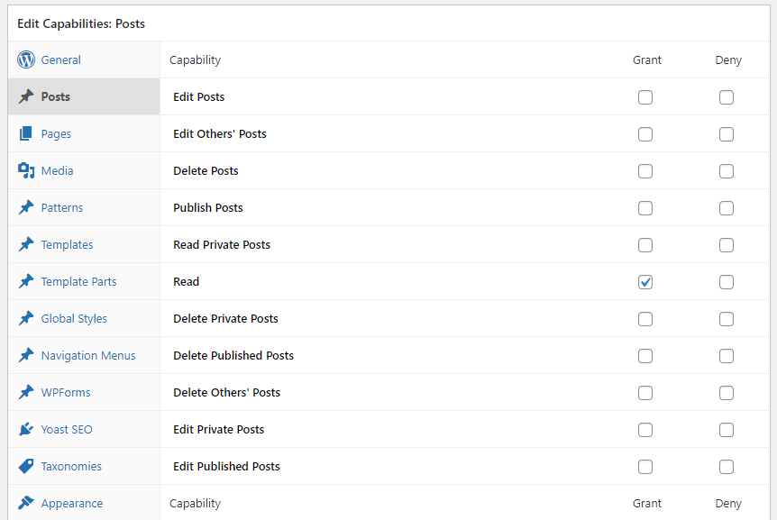 role permissions posts