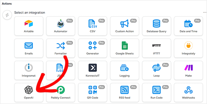 我是如何从零开始在WordPress中实现类似Make.com的自动化(简单方法) 20 select openai for action integration in uncanny automator