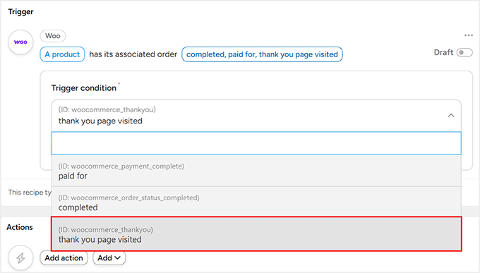如何在 WordPress 中添加类似 n8n 的自动化功能(更简单、更便宜) 13 select thank you page visited as trigger condition