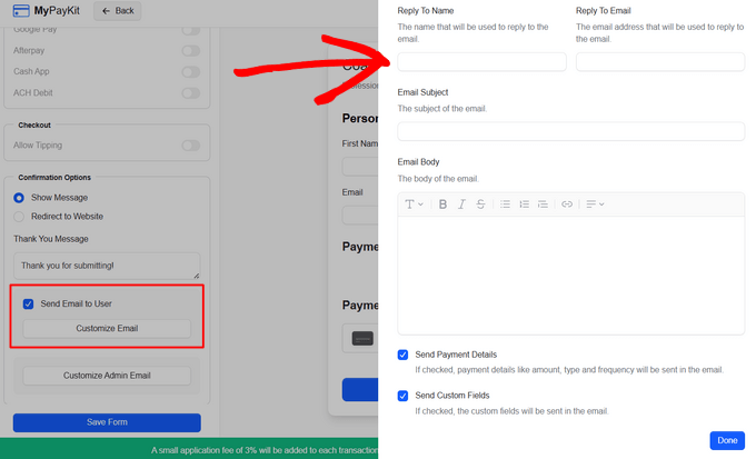 send customized email to user