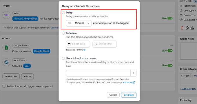 如何在 WordPress 中添加类似 n8n 的自动化功能(更简单、更便宜) 28 set an action delay in uncanny automator
