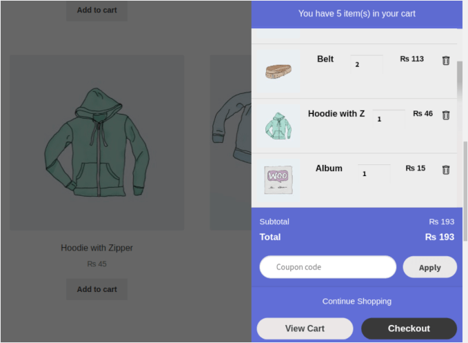 7个最佳WooCommerce滑动侧边购物车插件(我测试了13个) 18 sidepopupcart sidecart