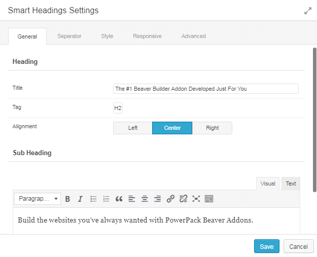 如何使用 WordPress 和 Beaver Builder 免费搭建一个着陆页 8 smart headings settings