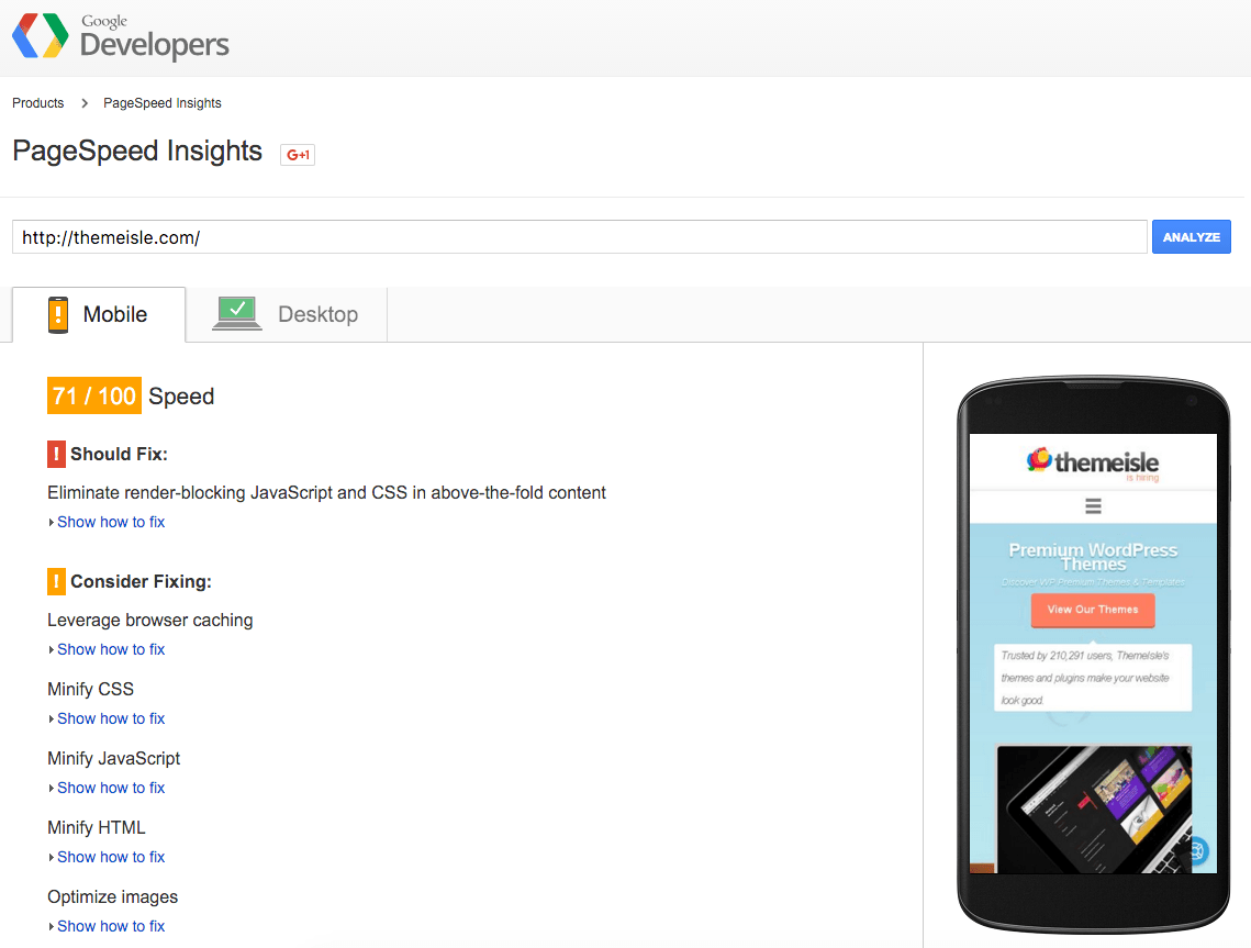 themeisle pagespeed