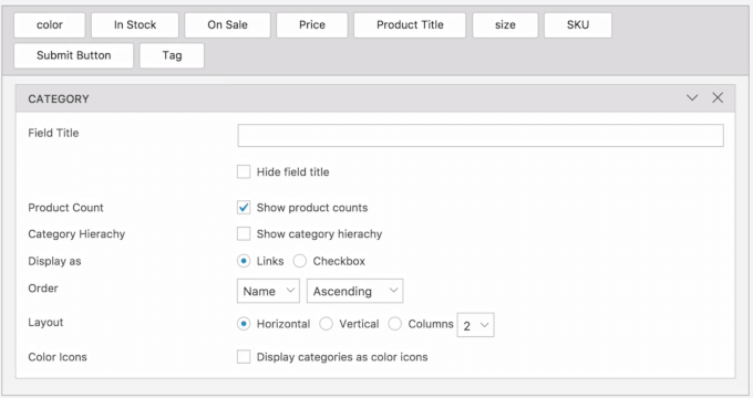 themify woocommercefilter editor