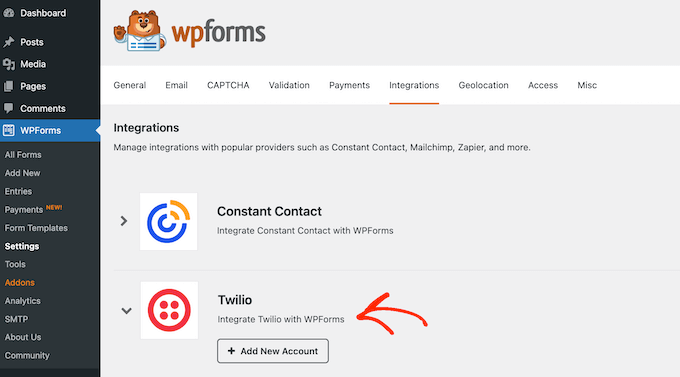 8个最佳WhatsApp WordPress插件(我全部测试了一遍) 16 twilio addon wpforms