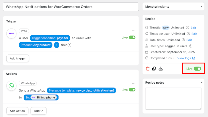 8个最佳WhatsApp WordPress插件(我全部测试了一遍) 12 uncanny recipe whatsapp live