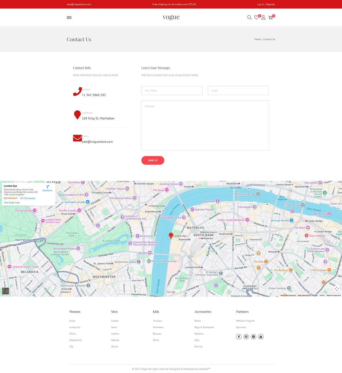 Vogue – A Minimal Fashion Shop A Minimal Fashion Shop 05 Contact Us