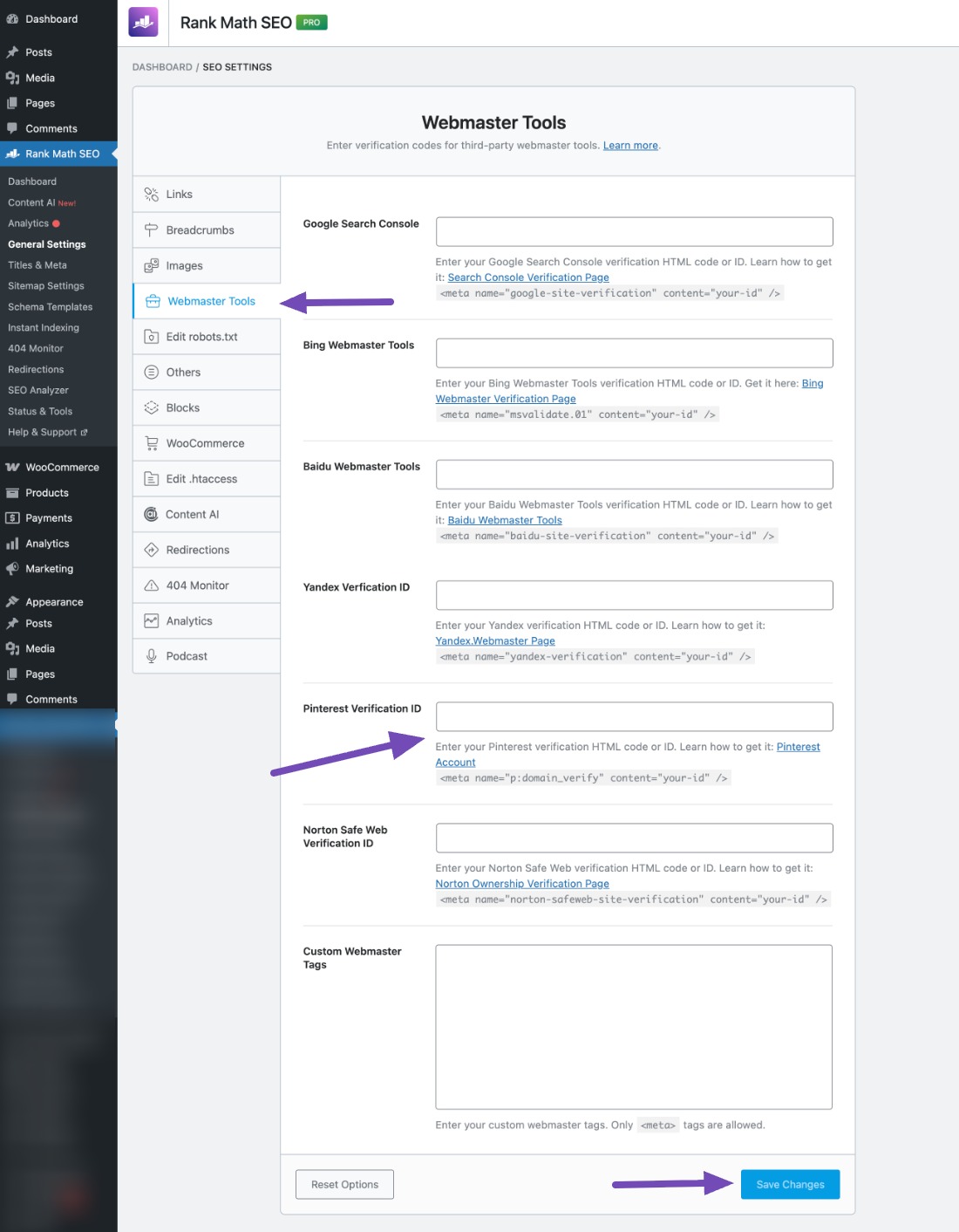 webmaster tools pinterest 1