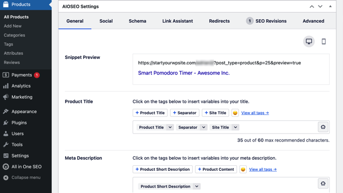 我经过验证的 18 个 WooCommerce 店铺成功秘诀 9 woocommerce aioseo settings