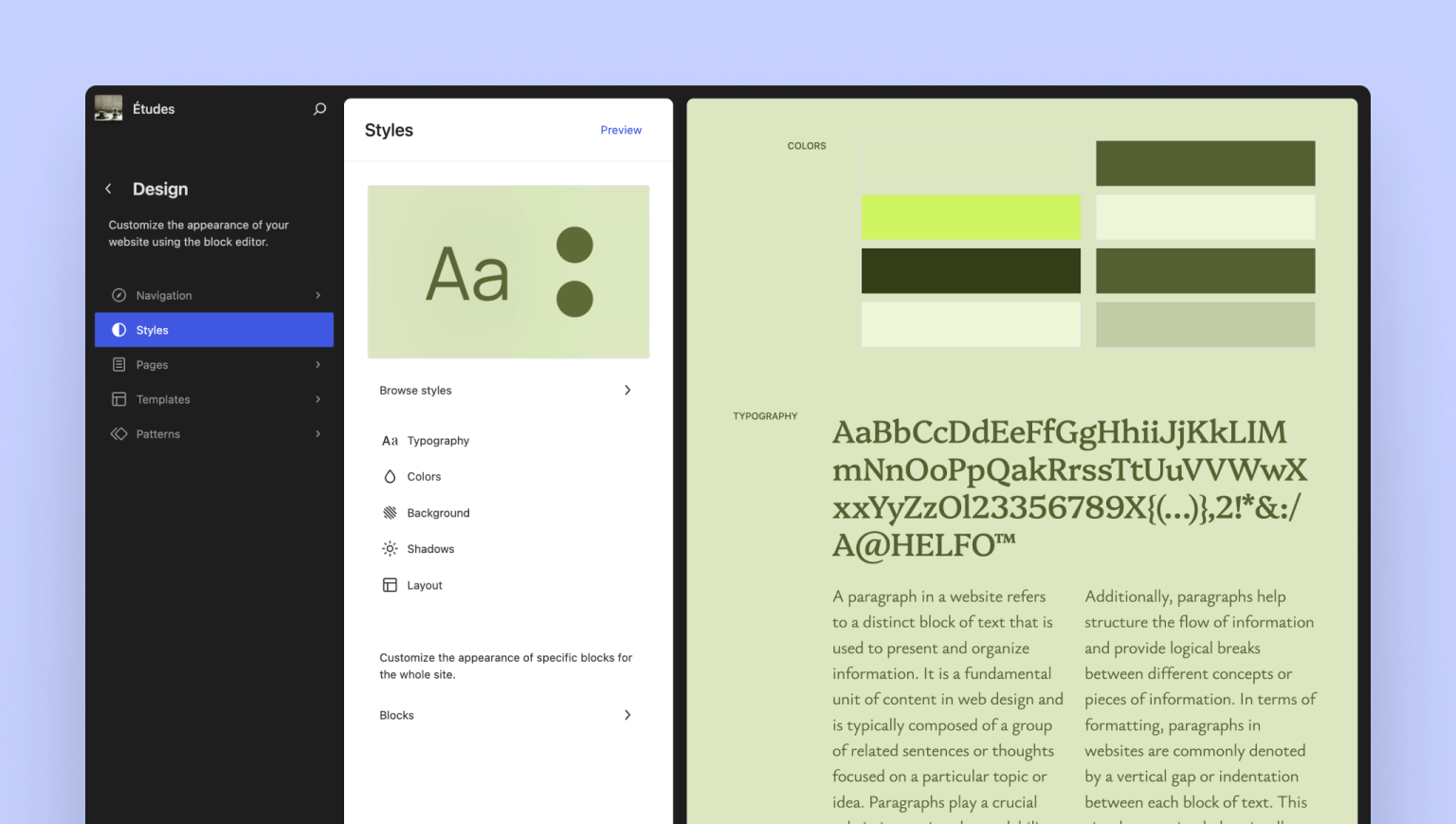 wordpress 6 8 styles menu