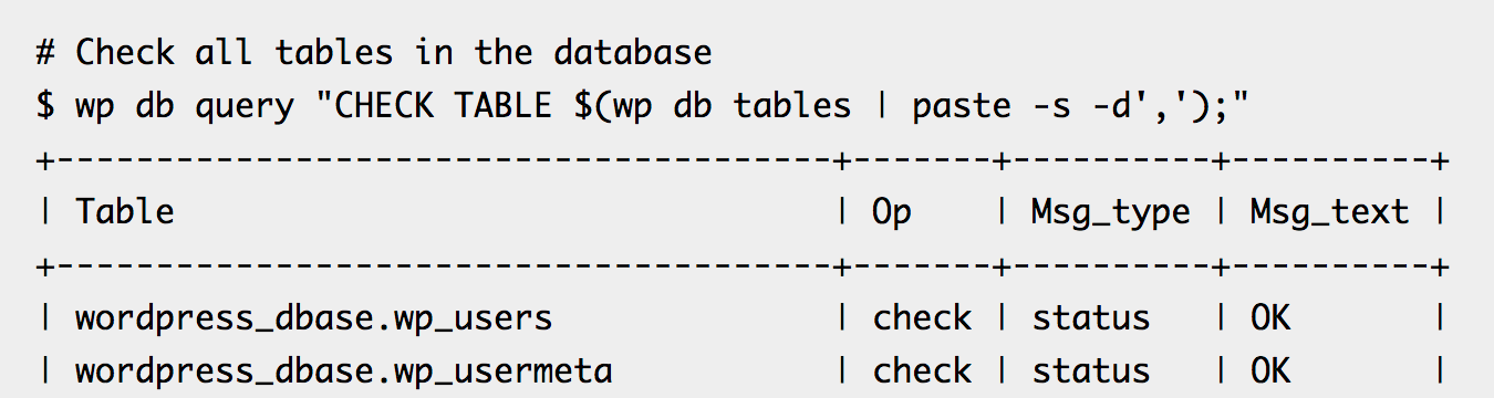 10+ WP-CLI 技巧管理您的 WordPress 网站 9 wp cli db