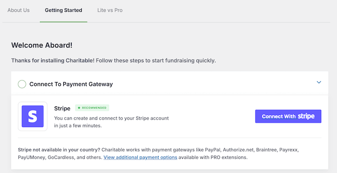 wpcharitable setup wizard