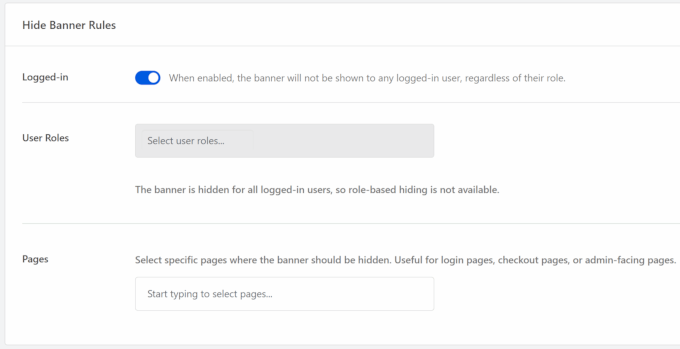 WPBeginner 聚焦 20:WordPress 存储清理、更智能的预览和自动化更新 8 wpconsent hide bannerr rules