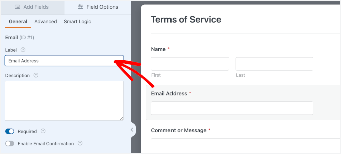 我如何自动将WordPress表单提交转换为PDF(无需手动操作) 13 wpforms builder termsofservice emailaddress