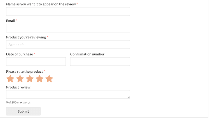 wpforms customer review