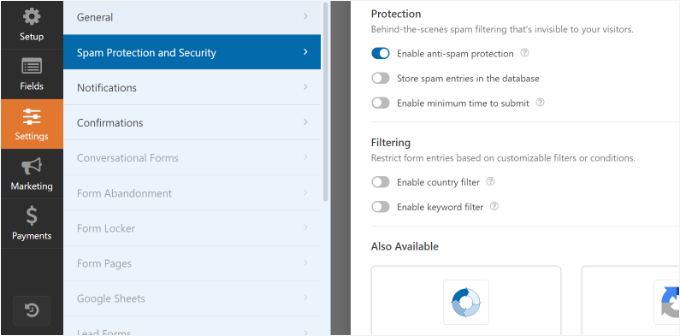 8个最佳WhatsApp WordPress插件(我全部测试了一遍) 17 wpforms editing spam and protection settings